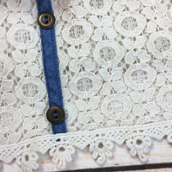 PAPER CRANE Anthropologie lace crop top S boho - Picture 3 of 6